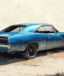 Blue Dodge Charger Vehicle Diamond Painting