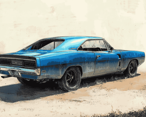 Blue Dodge Charger Vehicle Diamond Painting