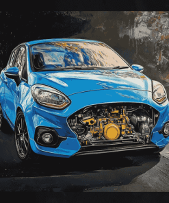 Blue Fiesta Car Diamond Painting