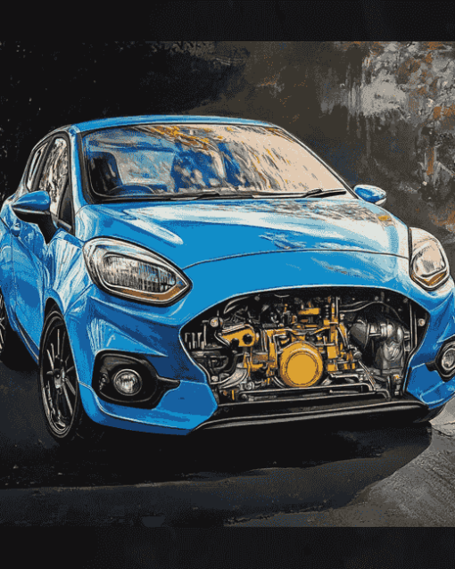 Blue Fiesta Car Diamond Painting