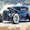 Blue Hot Rod Car Diamond Painting