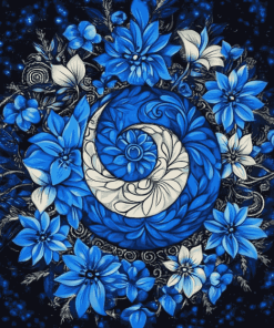 Blue Mandala Yin Yang Roses Diamond Painting