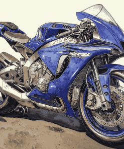 Blue R1 Engine Motorbike Diamond Painting