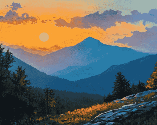 Blue Ridge Sunset Diamond Painting