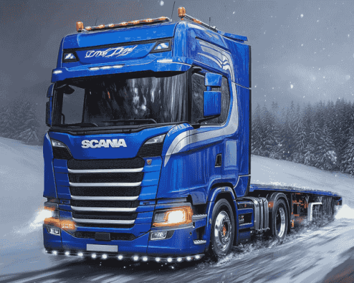 Blue Scania Truck Diamond Painting