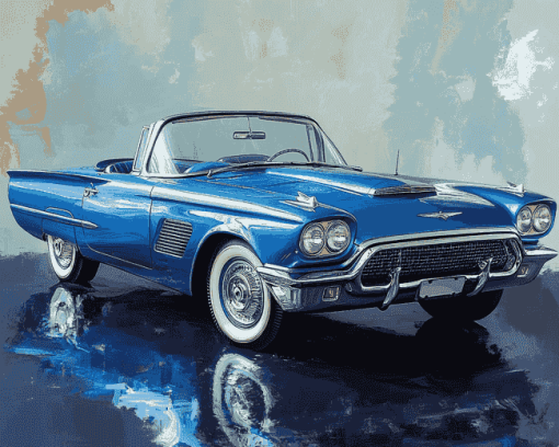 Blue Thunderbird Car Diamond Painting