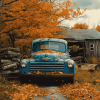 Blue Truck Fall Landscape Diamond Painting