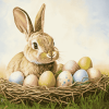 Bunny and Eggs Rabbit Diamond Painting