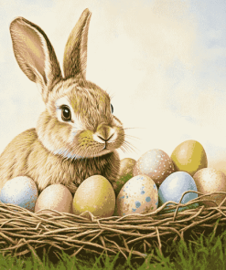 Bunny and Eggs Rabbit Diamond Painting