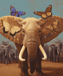 Butterflies and Elephants Diamond Painting