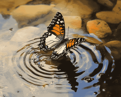 Butterfly Water Scene Diamond Painting