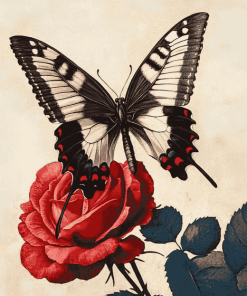 Butterfly on Rose Diamond Painting