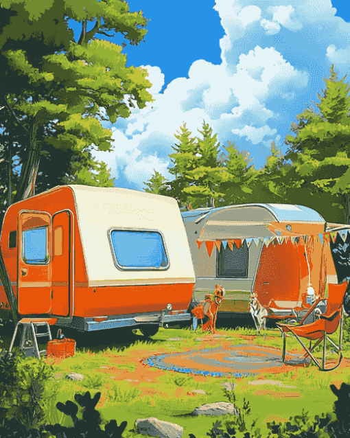 Cartoon Campers Adventure Diamond Painting