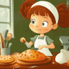 Cartoon Little Girl Baking Diamond Painting