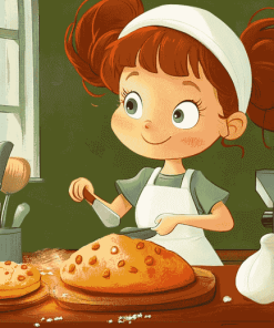 Cartoon Little Girl Baking Diamond Painting