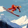 Cartoon Ski Jumping Diamond Painting