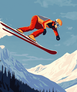 Cartoon Ski Jumping Diamond Painting