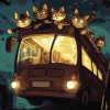 Cat Bus Fantasy Diamond Painting