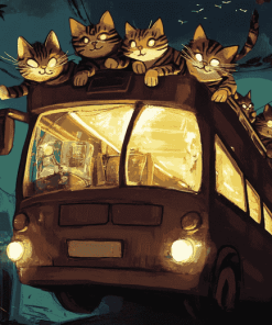 Cat Bus Fantasy Diamond Painting