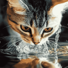 Cat Water Drinking Diamond Painting