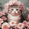 Cat and Floral Diamond Painting