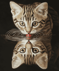 Cat and Kitten Reflection Diamond Painting