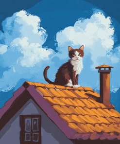 Cat on Roof Diamond Painting