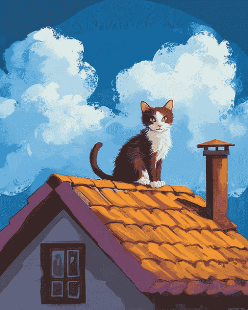 Cat on Roof Diamond Painting