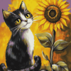 Cat with Sunflowers Diamond Painting