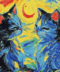 Cats Van Gogh Colorful Kittens Diamond Painting