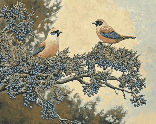 Cedar Tree with Birds Diamond Painting