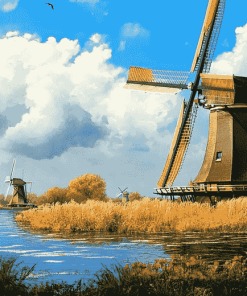 Charming Dutch Windmills Diamond Painting