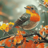 Charming Robin Bird Diamond Painting