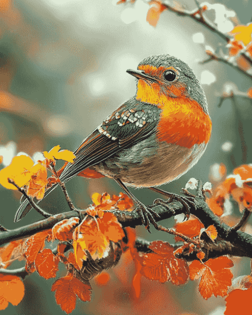 Charming Robin Bird Diamond Painting