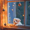 Christmas Puppies in Window Diamond Painting