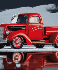 Classic Red Pickup Truck Diamond Painting