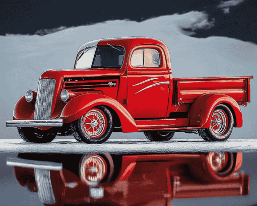 Classic Red Pickup Truck Diamond Painting