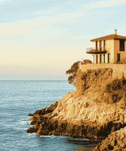 Cliffside Beach House Diamond Painting