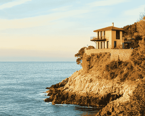 Cliffside Beach House Diamond Painting