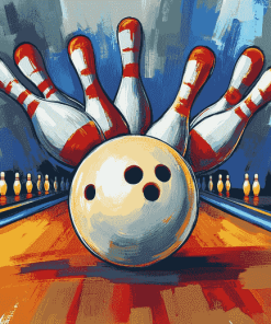 Colorful Bowling Pins Cartoon Diamond Painting