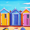 Colorful Cartoon Beach Huts Diamond Painting