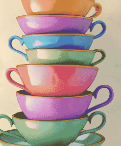 Colorful Cartoon Teacups Diamond Painting