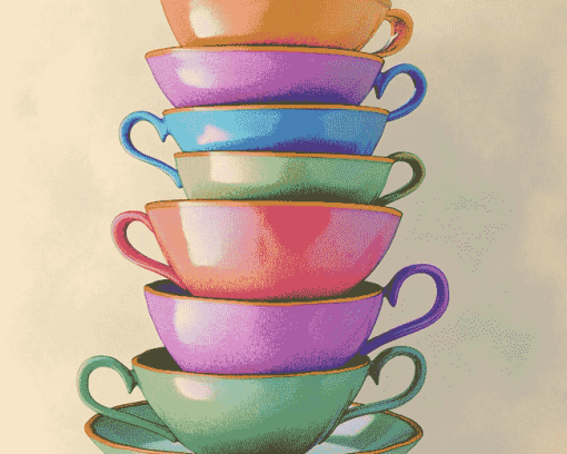 Colorful Cartoon Teacups Diamond Painting