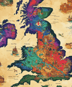 Colorful England Map Diamond Painting