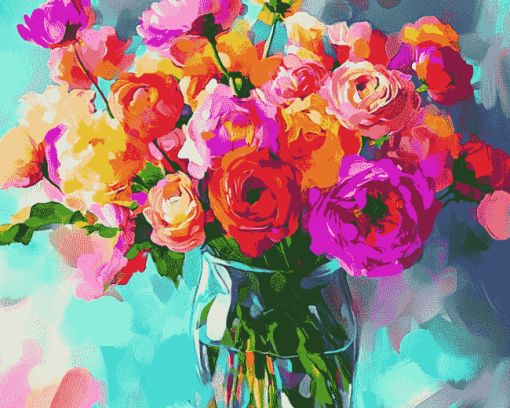 Colorful Floral Blossoms Diamond Painting