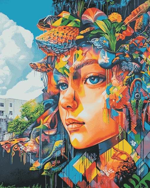 Colorful Graffiti Woman Diamond Painting