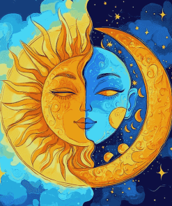 Colorful Moon and Sun Diamond Painting