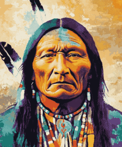 Colorful Sitting Bull Native Art Diamond Painting