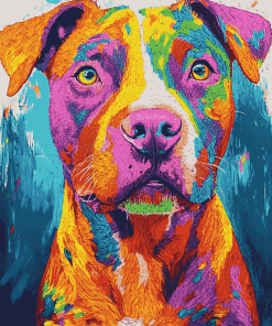 Colorful Staffy Puppy Diamond Painting