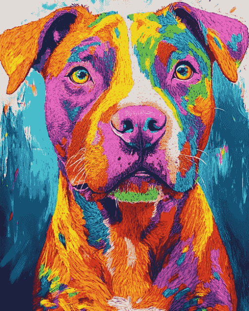 Colorful Staffy Puppy Diamond Painting